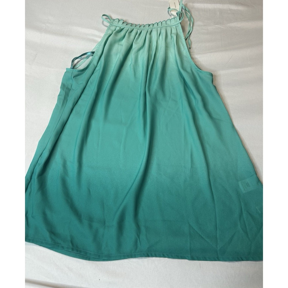 New York & Company 7th Avenue Design Studio Teal Ombre Halter Blouse Small NWT